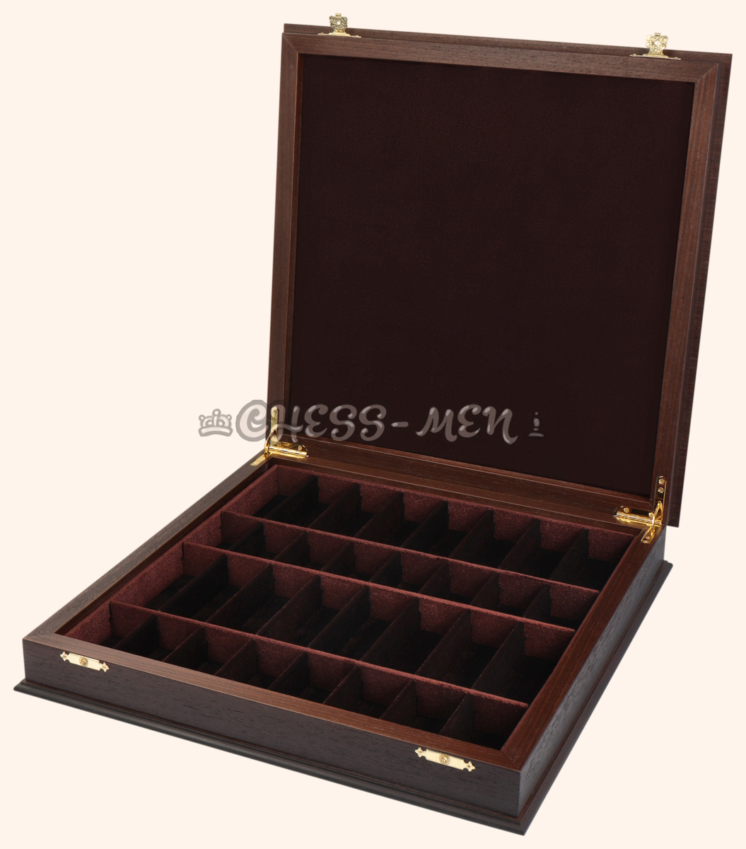 Шахматная доска в форме ларца Турнирная (морёный дуб и ясень, клетка 4,5 см)