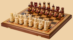 Шахматы Европа (доска из морёного дуба и ясеня, клетка 5 см)