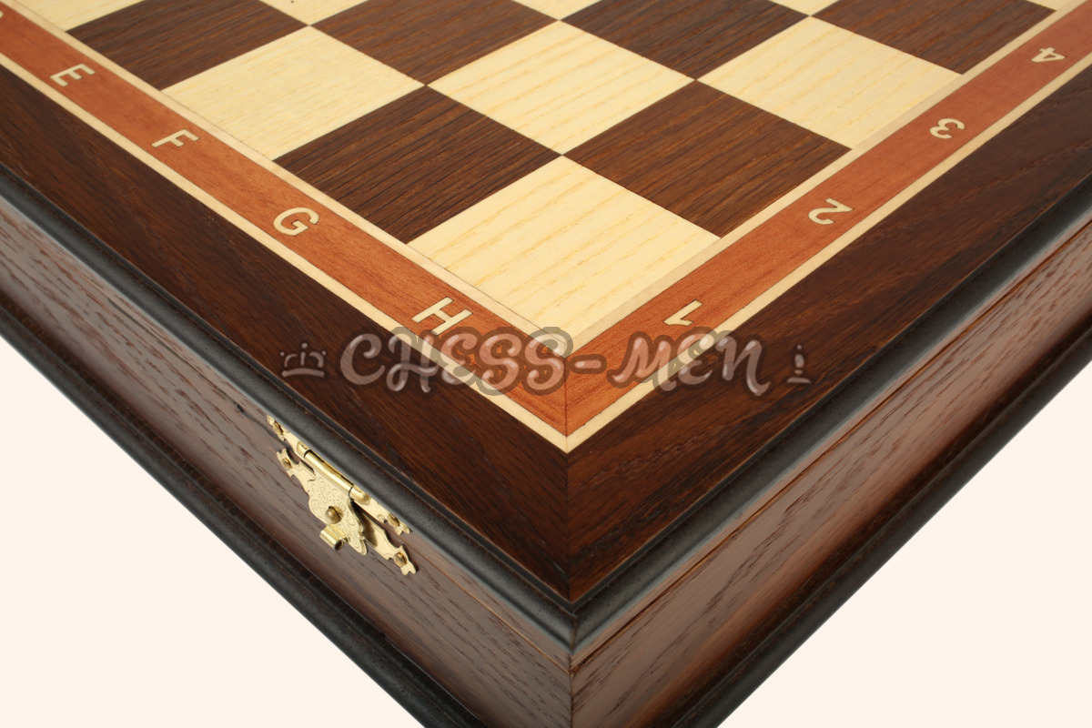 Шахматная доска в форме ларца Турнирная (дуб антик и ясень, клетка 4,5 см)
