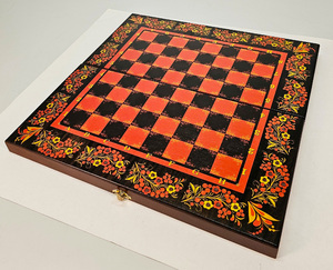 Шахматная доска складная Хохлома (клетка 3,5 см)