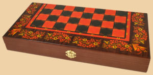 Шахматная доска складная Хохлома (клетка 3,5 см)