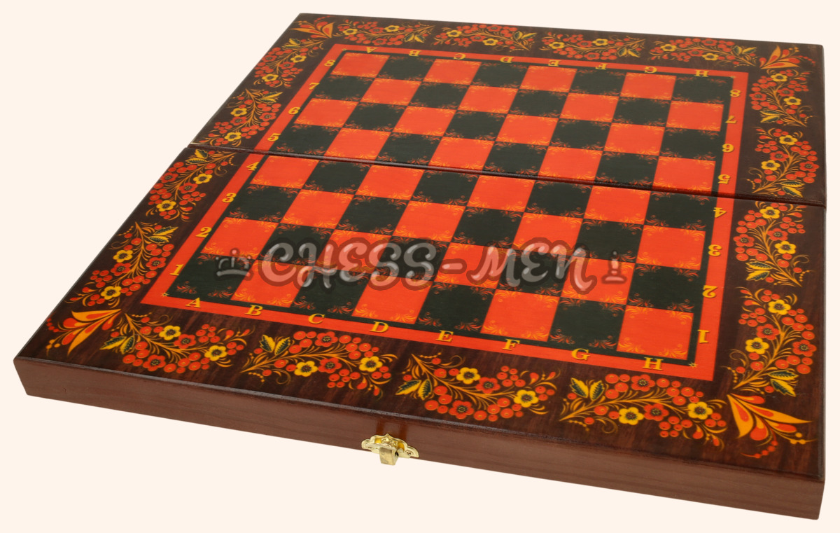 Шахматная доска складная Хохлома (клетка 3,5 см)