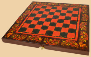 Шахматная доска складная Хохлома (клетка 3,5 см)