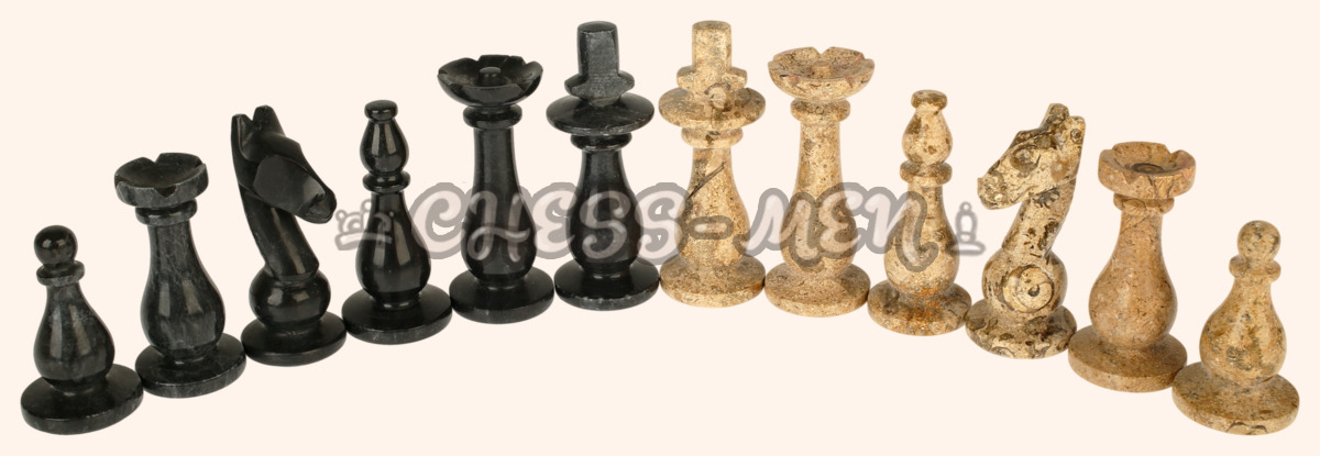 Шахматы Монарх Презент (чёрная яшма и ракушечник, 31 на 31 см)