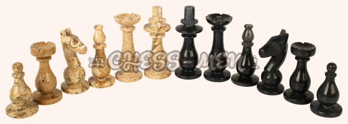 Шахматы Монарх Презент (чёрная яшма и ракушечник, 31 на 31 см)