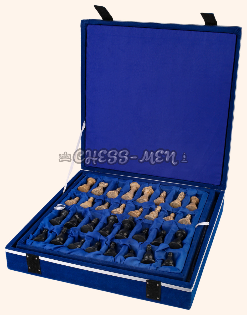 Шахматы Монарх Презент (чёрная яшма и ракушечник, 31 на 31 см)