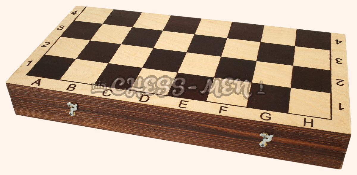 Шахматы Гроссмейстерские (чёрный цвет клеток, тонированная кромка, фигуры с утяжелителем)