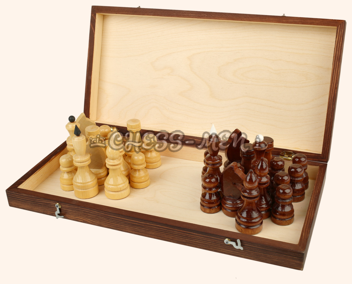 Шахматы Гроссмейстерские (чёрный цвет клеток, тонированная кромка, фигуры с утяжелителем)