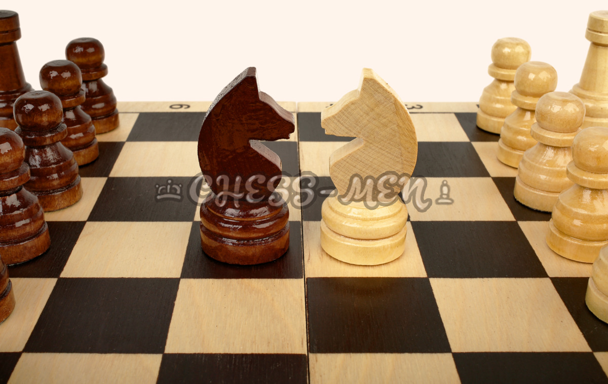 Шахматы Гроссмейстерские (чёрный цвет клеток, тонированная кромка, фигуры с утяжелителем)