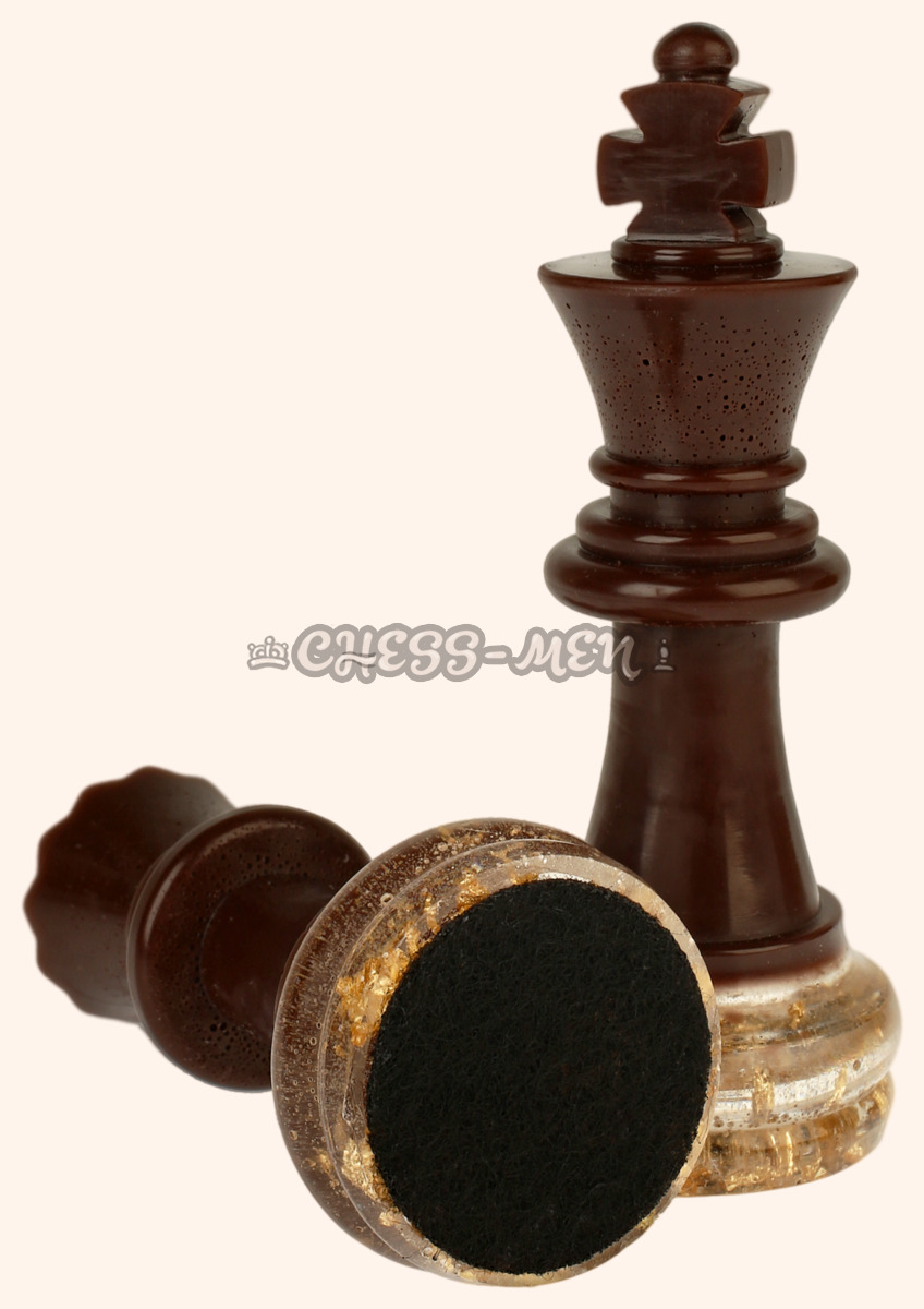 Шахматные фигуры Шах коричневые (с золотой поталью, полимерная смола)