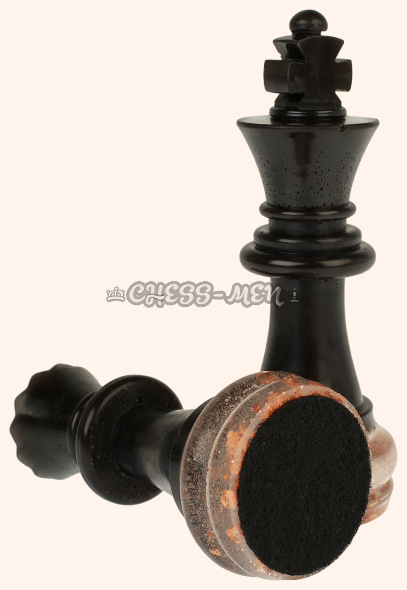 Шахматные фигуры Конкорд чёрно-бежевые (с медной поталью, полимерная смола)
