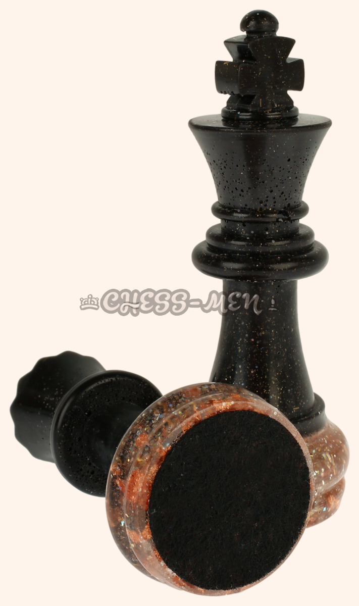 Шахматные фигуры Блиц чёрно-белые (с медной поталью и блёстками, полимерная смола)
