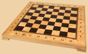 Шахматная доска нескладная Амбассадор, карельская берёза и венге (окантовка карельская берёза, клетка 4,5 см)